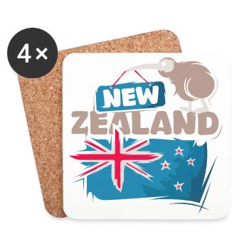 Neuseeland Kiwi comic New Zealand Natur cartoon - Untersetzer (4er-Set) - Weiß - Vorne