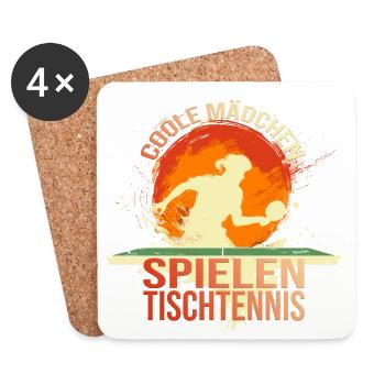Coole Mädchen spielen Tischtennis - Untersetzer (4er-Set) - Weiß - Vorne