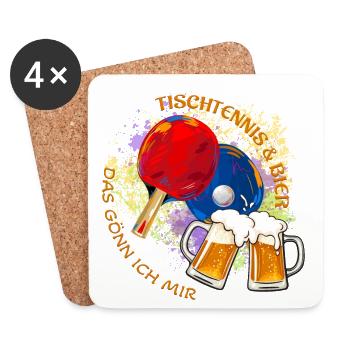 Tischtennis & Bier dass gönn ich mir - Untersetzer (4er-Set) - Weiß - Vorne