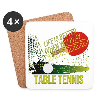 Life is better when you play Table Tennis - Untersetzer (4er-Set) - Weiß - Vorne