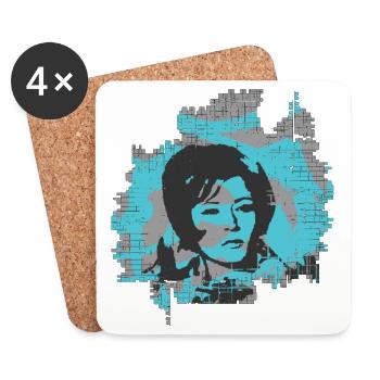 Abstract Woman Portrait Art Design - Coasters (set of 4) - white - Front