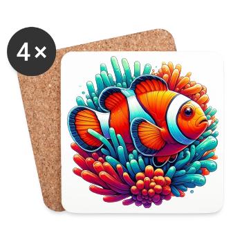 Poisson-clown - Dessous de verre (lot de 4) - blanc - Devant