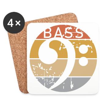 rétro guitare basse clef musicien bassiste - Dessous de verre (lot de 4) - blanc - Devant