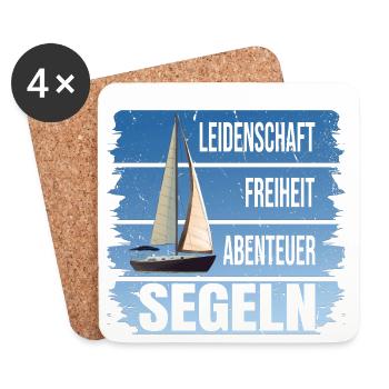 Leidenschaft - Freiheit - Abenteuer - Segeln - Untersetzer (4er-Set) - Weiß - Vorne