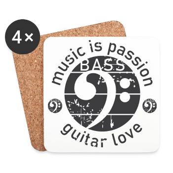 Guitare Basse Clé De Basse Look Utilisé Guitariste - Dessous de verre (lot de 4) - blanc - Devant
