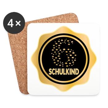 Schulkind 6 Jahre - Sechsjährige - Untersetzer (4er-Set) - Weiß - Vorne