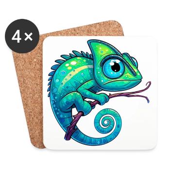Caméléon - Dessous de verre (lot de 4) - blanc - Devant