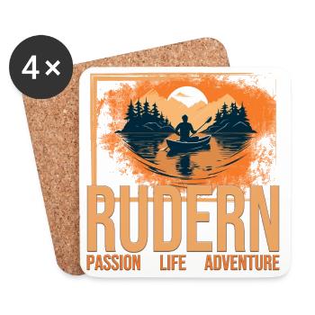Passion - Life - Adventure - Rudern - Untersetzer (4er-Set) - Weiß - Vorne