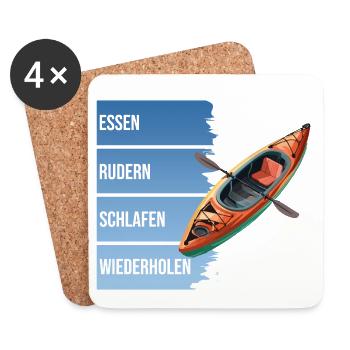 Essen - Rudern - Schlafen - Wiederholen - Untersetzer (4er-Set) - Weiß - Vorne