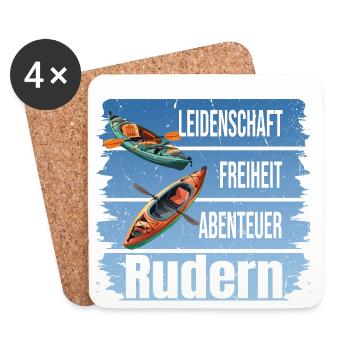 Leidenschaft - Freiheit - Abenteuer - Rudern - Untersetzer (4er-Set) - Weiß - Vorne
