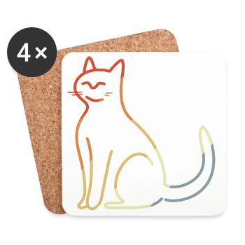 Katze Skizze Vintage Look - Untersetzer (4er-Set) - Weiß - Vorne