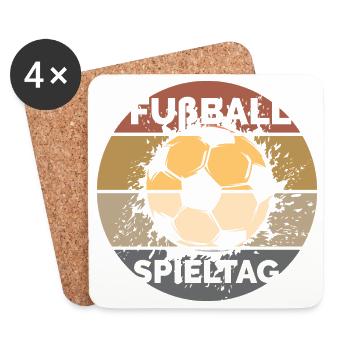 retro Fußball Spieltag Ball vintage Liga Grafik - Untersetzer (4er-Set) - Weiß - Vorne