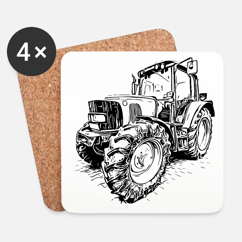Grüner JD Traktor - Untersetzer (4er-Set) - Weiß