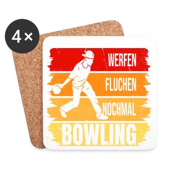 Werfen - Fluchen - Nochmal - Bowling - Untersetzer (4er-Set) - Weiß - Vorne