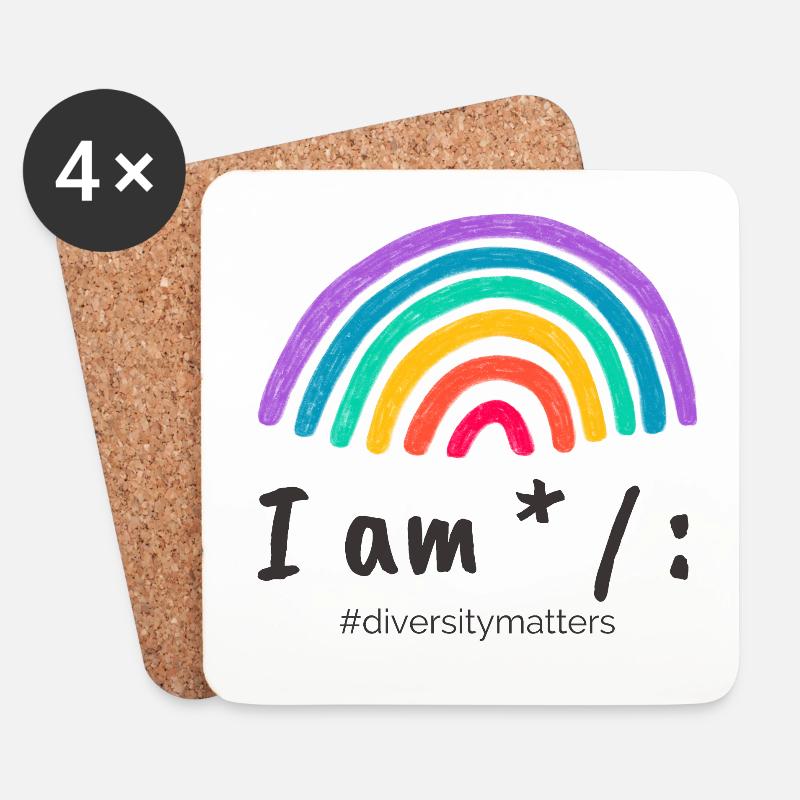 I am * / : #diversitymatters - Untersetzer (4er-Set) - Weiß