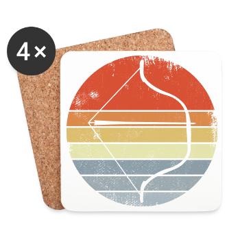 Bow and Arrow Vintage Look - Coasters (set of 4) - white - Front