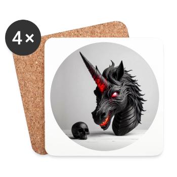 Demonic Unicorn Head Design - Coasters (set of 4) - white - Front