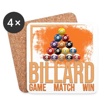 Game - Match - Win - Billard - Untersetzer (4er-Set) - Weiß - Vorne