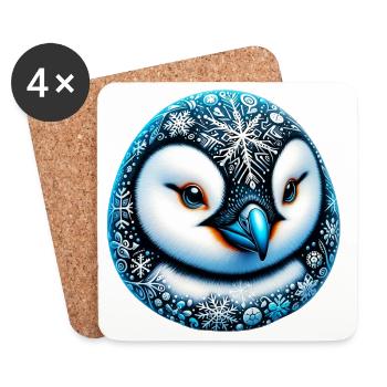 Pinguin Schneeflocke Schneeflocken - Untersetzer (4er-Set) - Weiß - Vorne