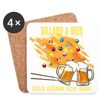 Billard & Bier - Das gönn ich mir - Untersetzer (4er-Set) - Weiß - Vorne