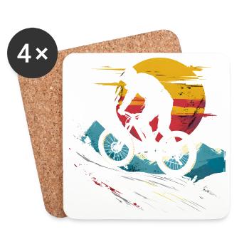 Mountain Biking Portrait - Coasters (set of 4) - white - Front