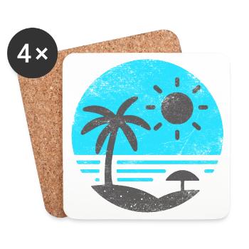 Vintage Beach Blue Grey - Coasters (set of 4) - white - Front