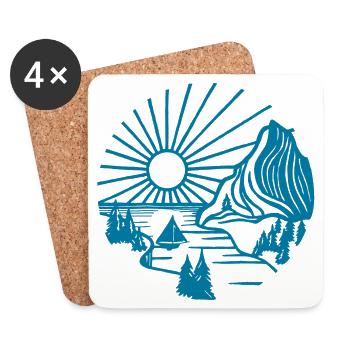 Paysage de vacances (bleu) - Dessous de verre (lot de 4) - blanc - Devant
