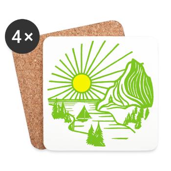Paysage de vacances (vert) - Dessous de verre (lot de 4) - blanc - Devant