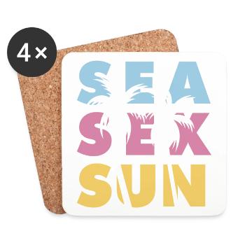 Design Sea S*x Sun Summer Vibe - Coasters (set of 4) - white - Front