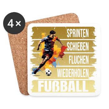 Sprinten - Schießen - Fluchen - Nochmal - Fußball - Untersetzer (4er-Set) - Weiß - Vorne