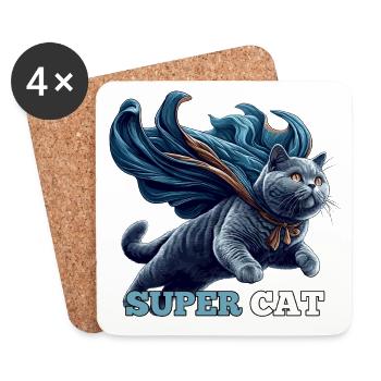 Super Cat BKH Blue Gift - Coasters (set of 4) - white - Front