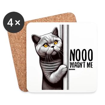 Nein war ich nicht BKH Blue Katze Geschenk - Untersetzer (4er-Set) - Weiß - Vorne
