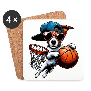 Jack Russell Lunettes de soleil de basket-ball Cap Design - Dessous de verre (lot de 4) - blanc - Devant