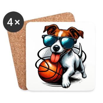 Lunettes de soleil de basket-ball Jack Russell Terrier - Dessous de verre (lot de 4) - blanc - Devant