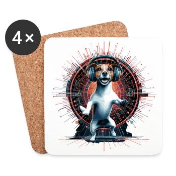 Jack Russell Terrier danse musique cadeau - Dessous de verre (lot de 4) - blanc - Devant