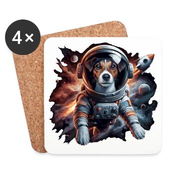 Astronaut Jack Russell Terrier Rakete Geschenk - Untersetzer (4er-Set) - Weiß - Vorne