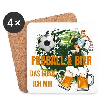 Fußball & Bier - Das gönn ich mir - Untersetzer (4er-Set) - Weiß - Vorne