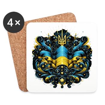 Ukraine Drapeau ukrainien Drapeau Liberté - Dessous de verre (lot de 4) - blanc - Devant