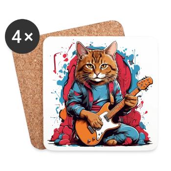 Cat With Guitar - Coasters (set of 4) - white - Front