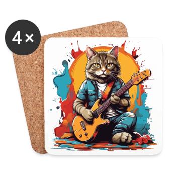 Cat With Guitar - Coasters (set of 4) - white - Front