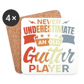 Ne sous-estimez jamais un vieux guitariste - Dessous de verre (lot de 4) - blanc - Devant