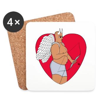 Coeur romantique avec un Cupidon inhabituel - Dessous de verre (lot de 4) - blanc - Devant