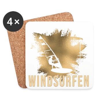 Windsurfen - Surfen - Untersetzer (4er-Set) - Weiß - Vorne