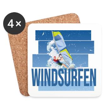 Windsurfen - Surfen - Untersetzer (4er-Set) - Weiß - Vorne