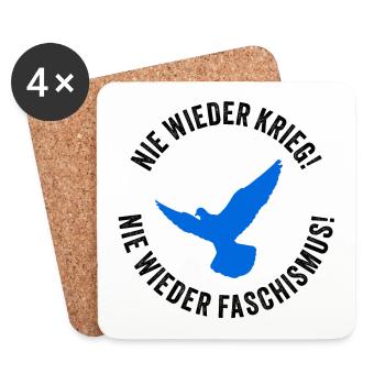 NIE WIEDER KRIEG! NIE WIEDER FASCHISMUS! - Untersetzer (4er-Set) - Weiß - Vorne