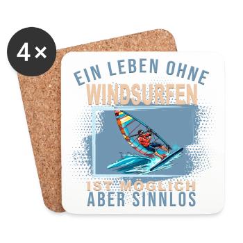 Ein Leben ohne Windsurfen ist möglich aber Sinnlos - Untersetzer (4er-Set) - Weiß - Vorne