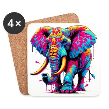 Elefant - Untersetzer (4er-Set) - Weiß - Vorne