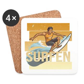 Surfen - Untersetzer (4er-Set) - Weiß - Vorne