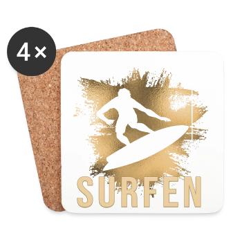 Surfen - Untersetzer (4er-Set) - Weiß - Vorne