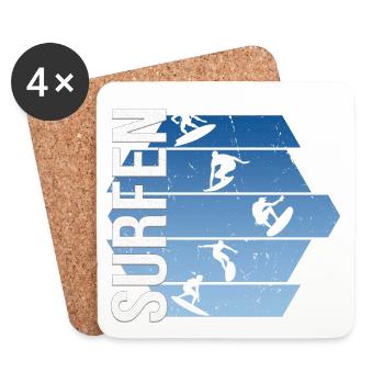 Surfen - Untersetzer (4er-Set) - Weiß - Vorne